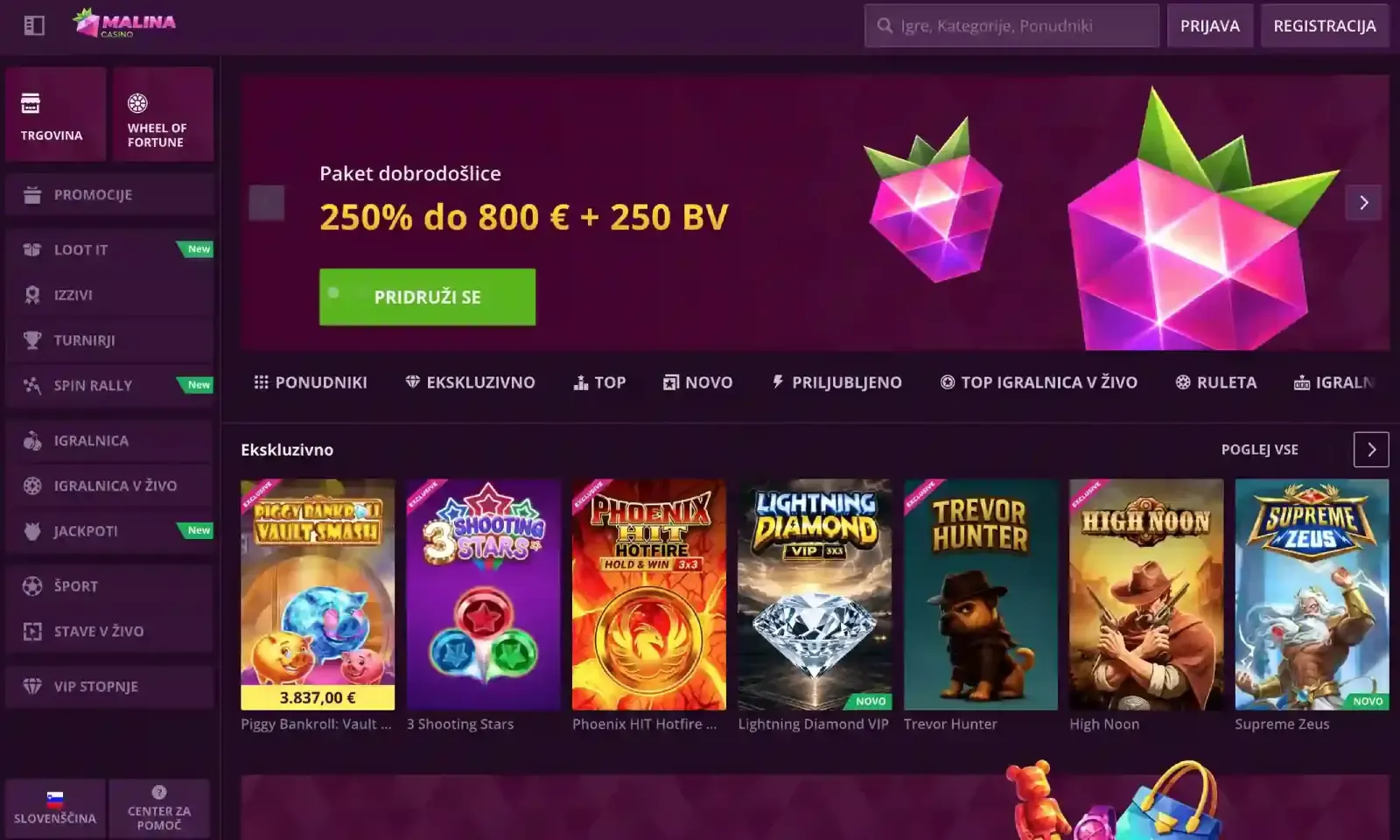 Malina Casino screenshot 2